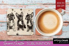 Cute Dogs Square Coaster - Puppy Coaster PNG Sublimation Product Image 1
