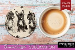 Cute Dogs Round Coaster - Puppy Coaster PNG Sublimation Product Image 1