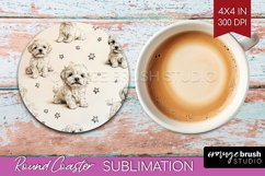 Cute Dogs Round Coaster - Puppy Coaster PNG Sublimation Product Image 1
