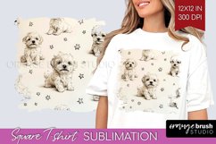 Cute Dogs Square Tshirt Background - Puppy PNG Sublimation Product Image 1