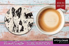 Cute Dogs Round Coaster - Puppy Coaster PNG Sublimation Product Image 1