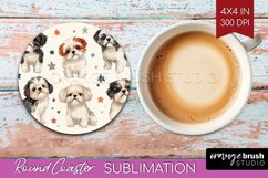 Cute Dogs Round Coaster - Puppy Coaster PNG Sublimation Product Image 1
