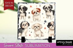 Cute Dogs Slate PNG - Puppy Square Slate Sublimation Product Image 1