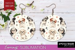 Cute Dogs Round Earrings - Puppy PNG Sublimation Product Image 1