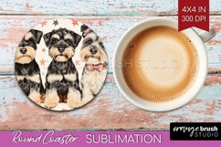 Cute Dogs Round Coaster - Puppy Coaster PNG Sublimation Product Image 1