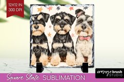 Cute Dogs Slate PNG - Puppy Square Slate Sublimation Product Image 1