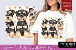 Cute Dogs Square Tshirt Background - Puppy PNG Sublimation Product Image 1