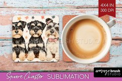 Cute Dogs Square Coaster - Puppy Coaster PNG Sublimation Product Image 1
