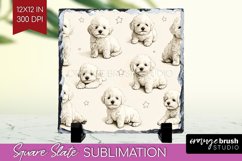 Cute Dogs Slate PNG - Puppy Square Slate Sublimation Product Image 1
