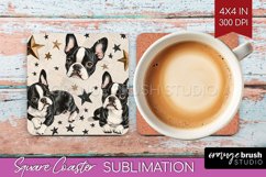 Cute Dogs Square Coaster - Puppy Coaster PNG Sublimation Product Image 1