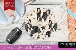 Cute Dogs Car Coaster - Puppy Coaster PNG Sublimation Product Image 1