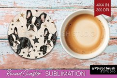 Cute Dogs Round Coaster - Puppy Coaster PNG Sublimation Product Image 1