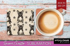 Cute Dogs Square Coaster - Puppy Coaster PNG Sublimation Product Image 1