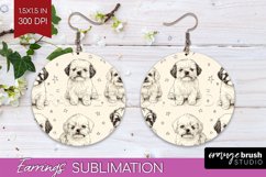 Cute Dogs Round Earrings - Puppy PNG Sublimation Product Image 1