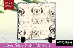Cute Dogs Slate PNG - Puppy Square Slate Sublimation Product Image 1