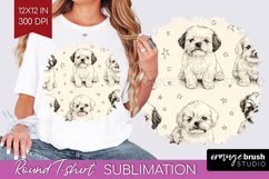 Cute Dogs Round Tshirt Background - Puppy PNG Sublimation Product Image 1