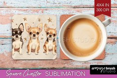 Cute Dogs Square Coaster - Puppy Coaster PNG Sublimation Product Image 1