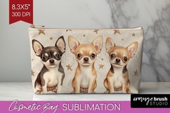 Cute Dogs Cosmetic Bag - Puppy Makeup Bag PNG Sublimation Product Image 1