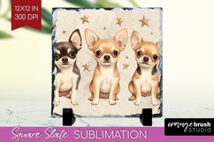 Cute Dogs Slate PNG - Puppy Square Slate Sublimation Product Image 1