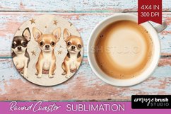 Cute Dogs Round Coaster - Puppy Coaster PNG Sublimation Product Image 1