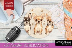Cute Dogs Car Coaster - Puppy Coaster PNG Sublimation Product Image 1