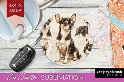 Cute Dogs Car Coaster - Puppy Coaster PNG Sublimation Product Image 1