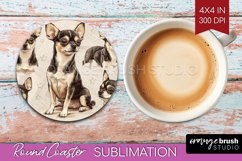 Cute Dogs Round Coaster - Puppy Coaster PNG Sublimation Product Image 1