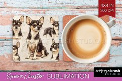 Cute Dogs Square Coaster - Puppy Coaster PNG Sublimation Product Image 1