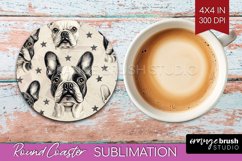 Cute Dogs Round Coaster - Puppy Coaster PNG Sublimation Product Image 1