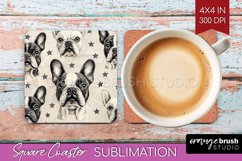 Cute Dogs Square Coaster - Puppy Coaster PNG Sublimation Product Image 1