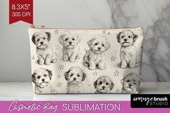 Cute Dogs Cosmetic Bag - Puppy Makeup Bag PNG Sublimation Product Image 1