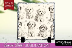 Cute Dogs Slate PNG - Puppy Square Slate Sublimation Product Image 1
