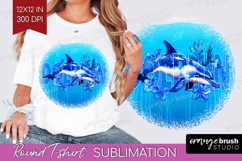 Dolphin Floral Round Tshirt Background Sea Blue PNG Product Image 1