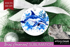 Dolphin Floral Ornament PNG Blue Flowers PNG Sublimation Product Image 1