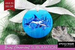 Dolphin Floral Ornament PNG Sea Blue PNG Sublimation Product Image 1