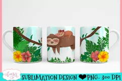 Sloth Mom Mug Wrap PNG| Cute Animal Mug Templates Product Image 2