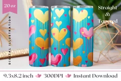 Blue Tumbler Wrap Design, Valentine's Day Tumbler PNG Product Image 1