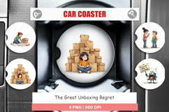 The Great Unboxing Regret Car Coaster Product Image 1