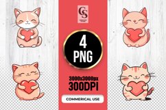 Cute Kawaii Cat Heart Clipart Sublimation PNG Product Image 1