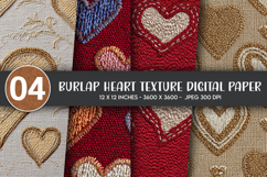 Burlap Heart Texture Digital Paper Product Image 1