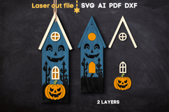 Halloween House Ornament SVG laser cut file for Glowforge Product Image 1
