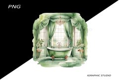 Vintage Bathroom Clipart, Product Image 1