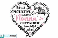 Nonna Heart Shape SVG | Mother's Day Heart SVG PNG Product Image 1