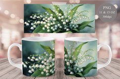 Lilies of the Valley Mug Sublimation | Watercolor Flowers Product Image 1