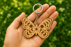 Boho Celestial Butterfly Keychain SVG - Laser Cut File Product Image 1