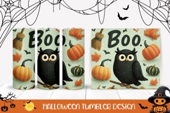 Boo Halloween Tumbler, Halloween Owl Tumbler Wrap Design Product Image 1