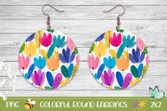 Abstract Tulips Round Earrings Template Product Image 1