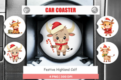 Car Coaster Festive Highland Calf Product Image 1
