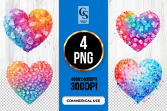 Rainbow Crystal Heart Clipart Sublimation PNG Product Image 1