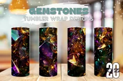 Crystals Tumbler Sublimation, Gemstones Tumbler Template Product Image 1